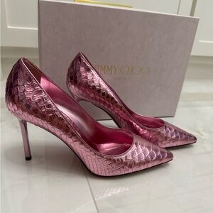 Jimmy Choo Metallic Pink Snakeskin Heels